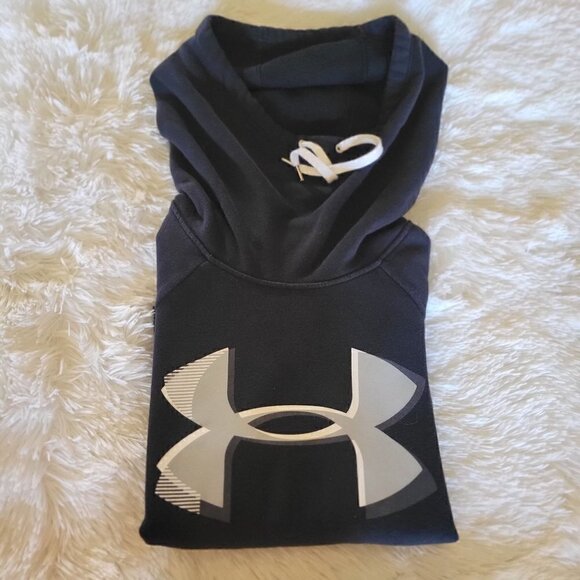 Under Armour  Women's Cotton Fleece Sportstyle ,Logo Hoodie XS  Black/White/Grey - Picture 4 of 6